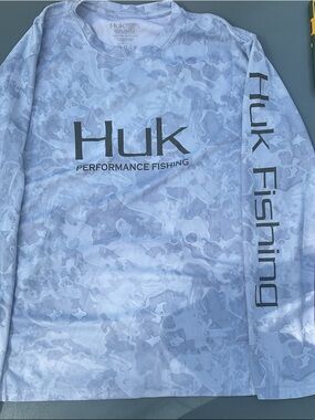 Huk Light Blue Camo Performance Fishing Long Sleeve